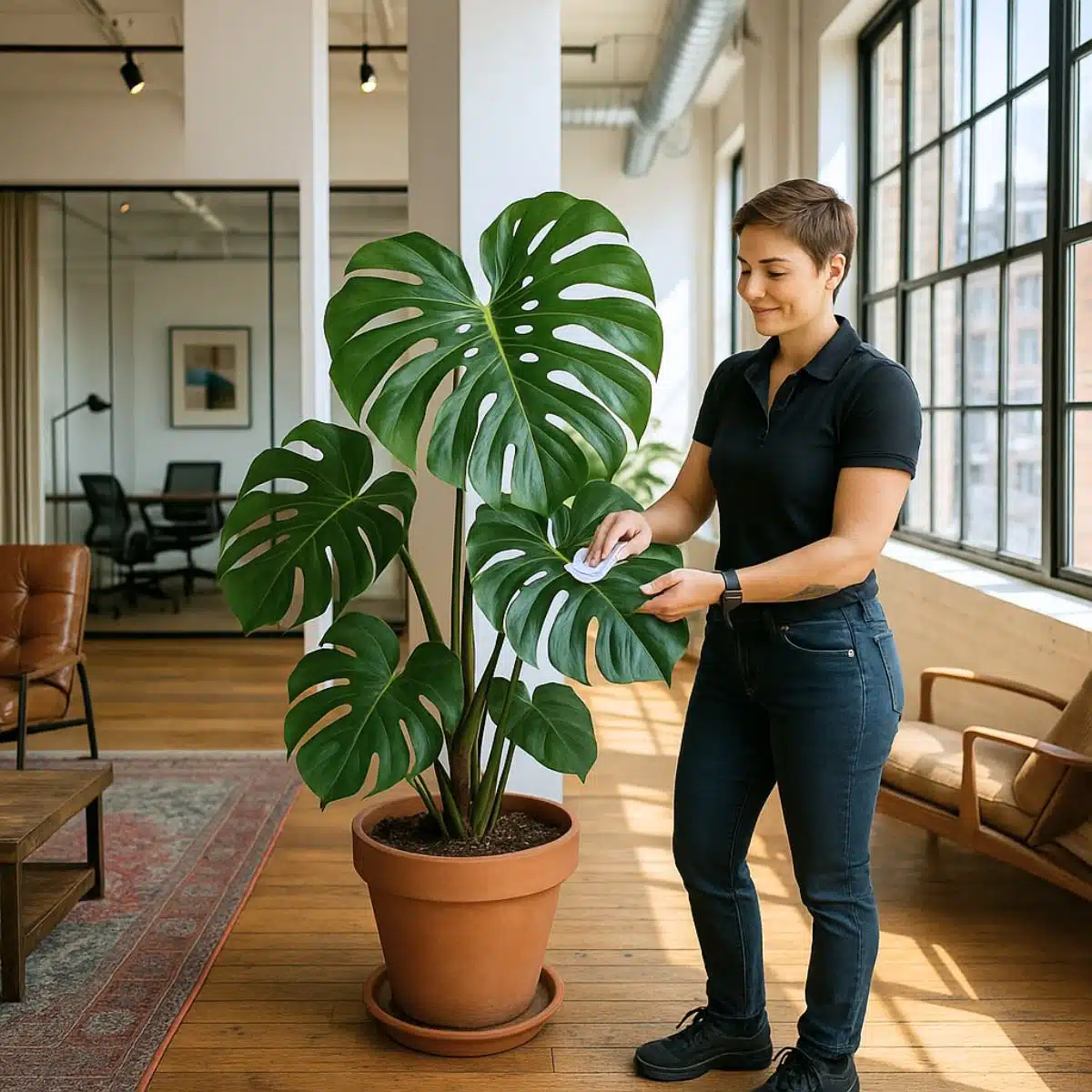 Professional Manhattan office interior enhanced by vibrant, well-maintained plants provided by My City Plants